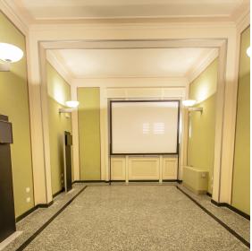 Inside of the Green Lounge, nowadays used to host conferences and events