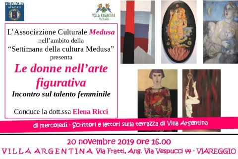 Invito al'evento intitolato Le donne nell'arte figurativa del 20 novembre