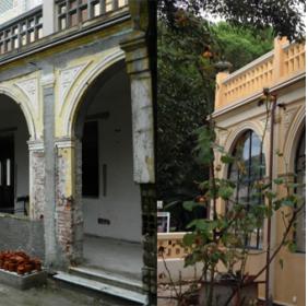 External side of the Villa: before and after