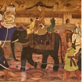 Matrimonio Persiano di Giuseppe Biasi, raffigura il viaggio dello sposo, trasportato su un elefante accompagnato da guardie armate
