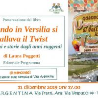 Locandina di invito alla presentazione del libro Quando in Versilia si ballava il twist" 11 dicembre 