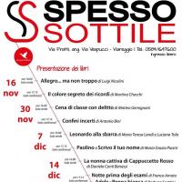 Locandina invito a eventi con titolo "Spesso Sottile"