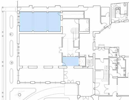 Mappa con Sala da  Pranzo e l' ingresso evidenziate